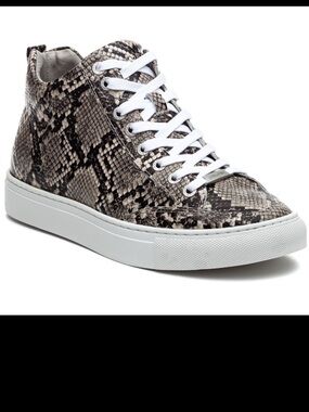 J/SLIDES White Snake-Embossed High-Top Leather Sneaker